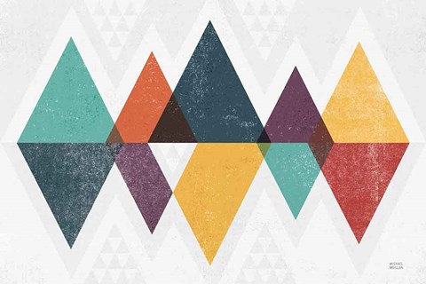 Framed Mod Triangles II Retro Print