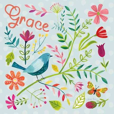 Framed Budding Beauty IV Light Blue Print