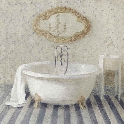 Framed Victorian Bath II Navy Print