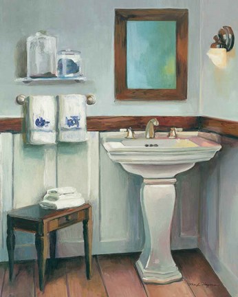 Framed Cottage Sink Navy Print