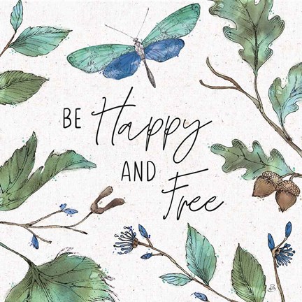 Framed Outdoor Beauties I Color Be Happy and Free Print