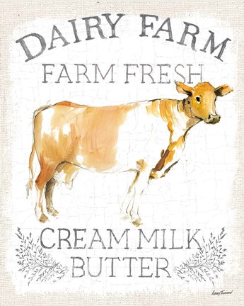 Framed Dairy Farm burlap Print