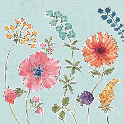 Framed Gypsy Meadow III Blue Print