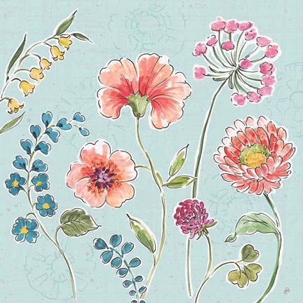 Framed Gypsy Meadow II Blue Print