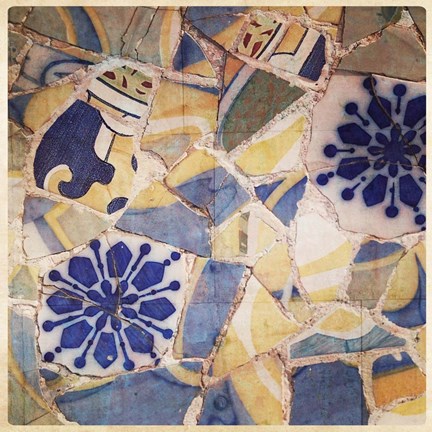 Framed Barcelona Mosaic Print
