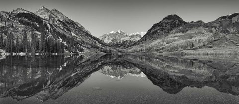 Framed Reflection Of Mountains In A Lake, Maroon Bells, Aspen, Colorado Print