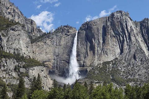 Framed View Of Yosemite Falls In Spring, Yosemite National Park, California Print