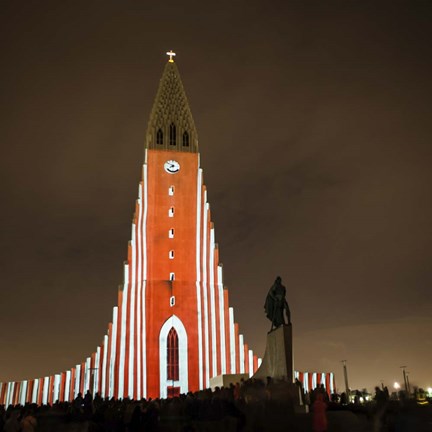 Framed Annual Winter Lights Festival, Reykjavik, Iceland Print