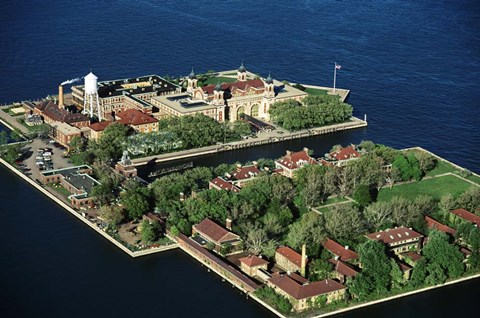 Framed New York Ny Aerial Of Ellis Island Print