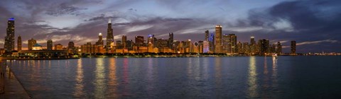 Framed City At The Waterfront, Lake Michigan, Illinois Print