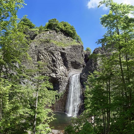 Framed Water Falling From Rocks, La Bourges Waterfall, France Print