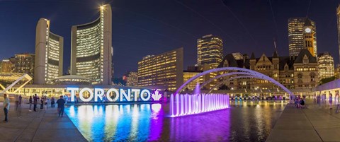 Framed Nathan Phillips Square At Night Toronto, Canada Print