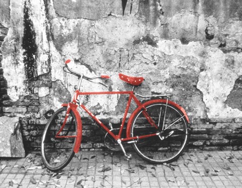 Framed Bike Against Wall, Beijing, China Print