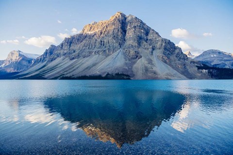 Framed Mountain Reflecting In Lake At Banff National Park, Alberta, Canada Print