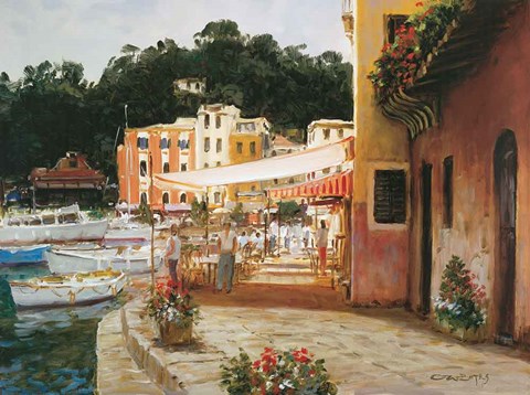 Framed Morning Stroll - Portofino Print