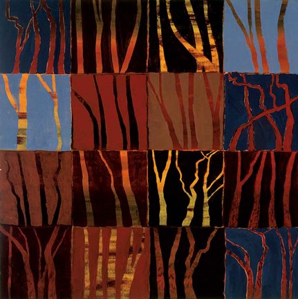 Framed Red Trees I Print