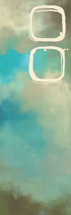 Framed Retro in Aqua and Khaki III Print