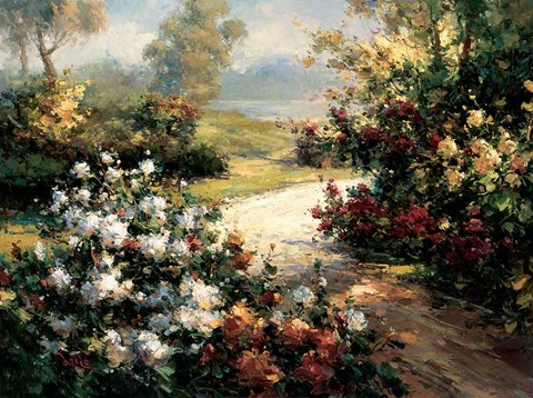 Framed Pathway of Flowers Print