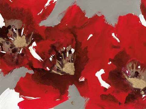 Framed Red Poppy Forest I Print