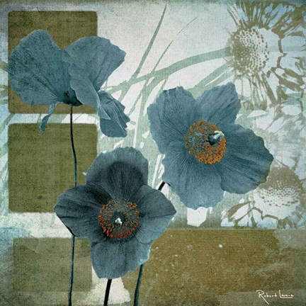 Framed Cerulean Poppies I Print