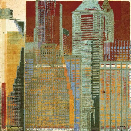 Framed Urban Blocks I Print