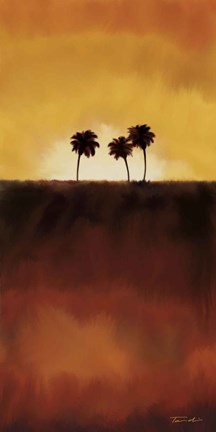 Framed Sunset Palms I Print