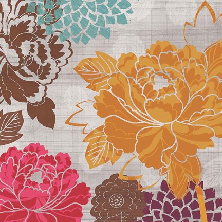 Framed Peony Patterns II Print