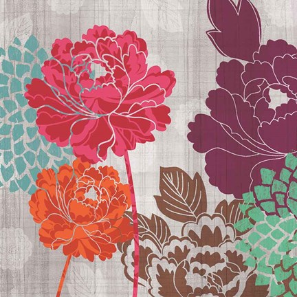 Framed Peony Patterns I Print