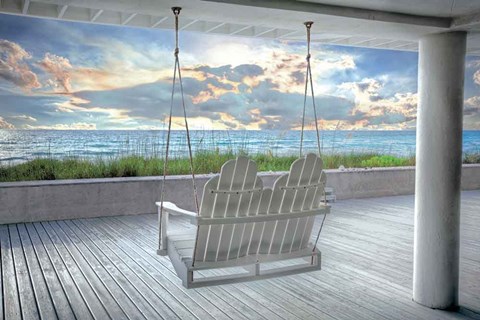 Framed Swing At The Beach Print