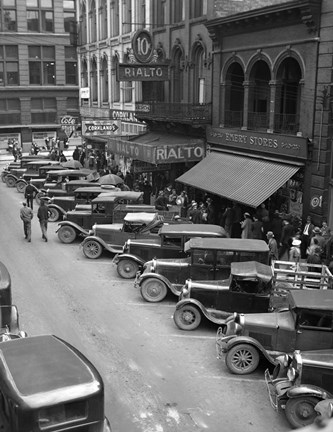 Framed 1936 Line Of Angle Parked Cars Downtown Main Street Knoxville Tennessee Print