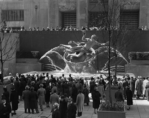 Framed Group Of People At Rockefeller Center New York City Print