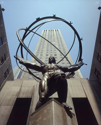 Framed Atlas Statue Rockefeller Center, NYC Print