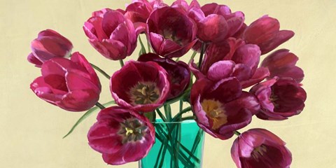 Framed Red Tulips in a Glass Vase (detail) Print