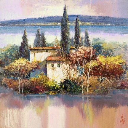 Framed Case sul Lago Print