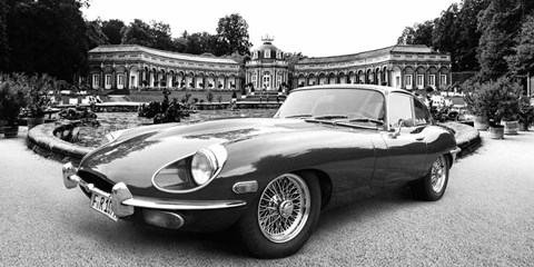 Framed Vintage Sportscar in historical park Print