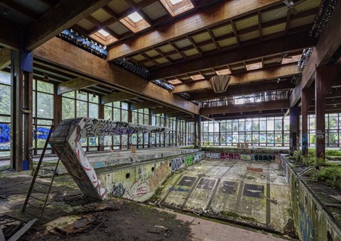 Framed Abandoned Resort Pool, Upstate NY Print