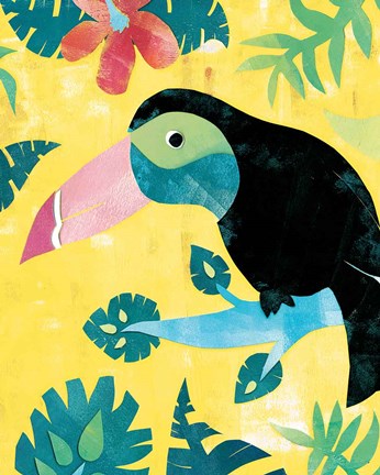 Framed Jungle Jive I Toucan Yellow Print