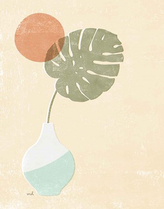 Framed Sun Palm I Mint Print