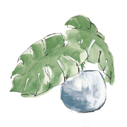 Framed Plant Big Leaf IV Dark Green Print