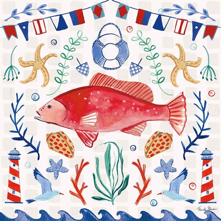 Framed Maritime Delight V Print