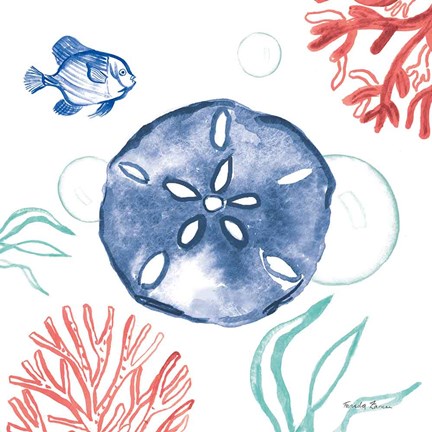 Framed Coastal Jewels IV Coral Cove Print