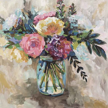 Framed Masons Bouquet Light Print