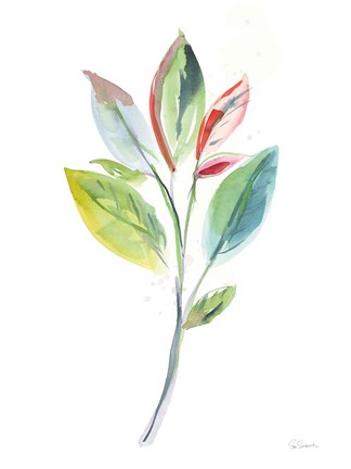 Framed Washy Leaves I Print