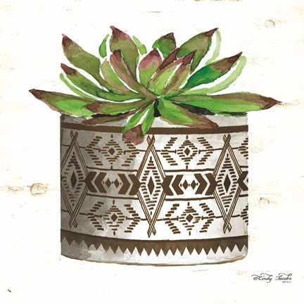 Framed Mud Cloth Vase VI Print