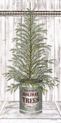 Framed Galvanized Pot Spruce Print