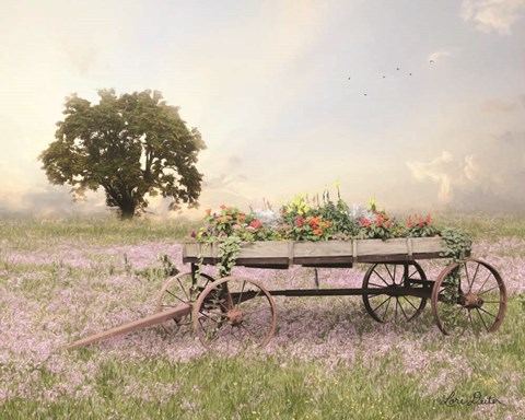 Framed Flower Wagon at Sunset Print