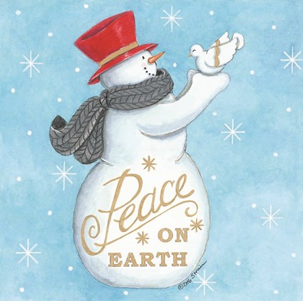 Framed Peace on Earth Snowman Print