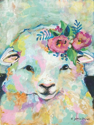 Framed Happy Sheep Print