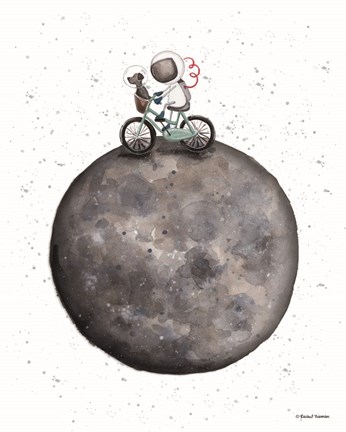 Framed Bike on Moon Print