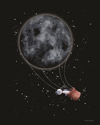 Framed Moon Hot Air Balloon Print